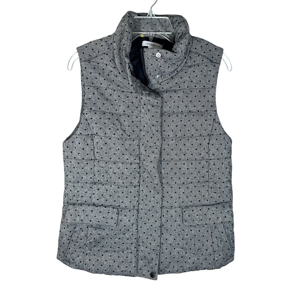 Liz Claiborne Women's Lined Insulated Quilted Puffer Vest Full Zip L Black